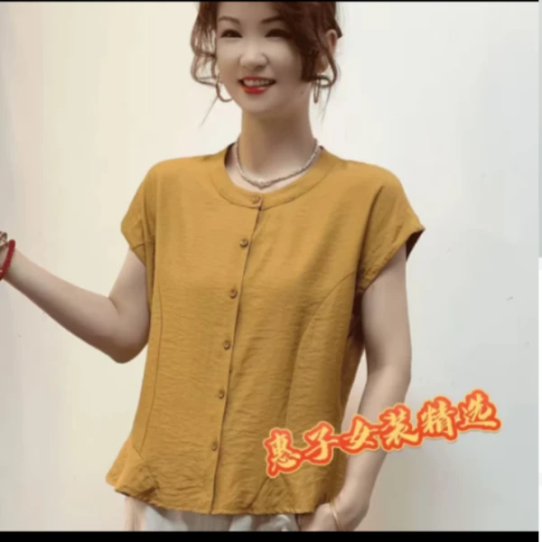 夏季新款纯色休闲T恤衬衫减龄显瘦百搭气质女士薄款上衣