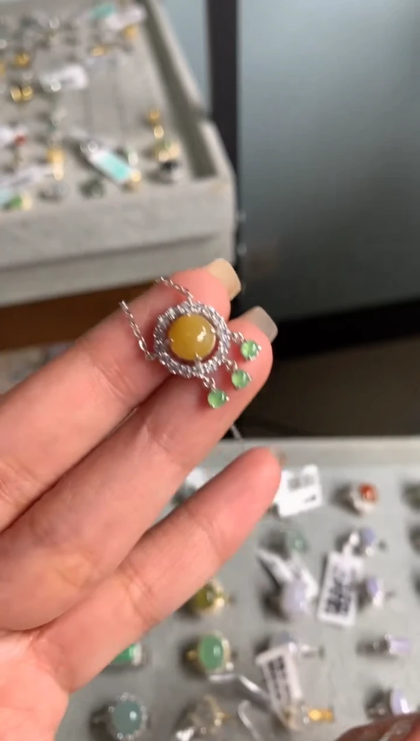 银S925镶嵌戒指翡翠55项链