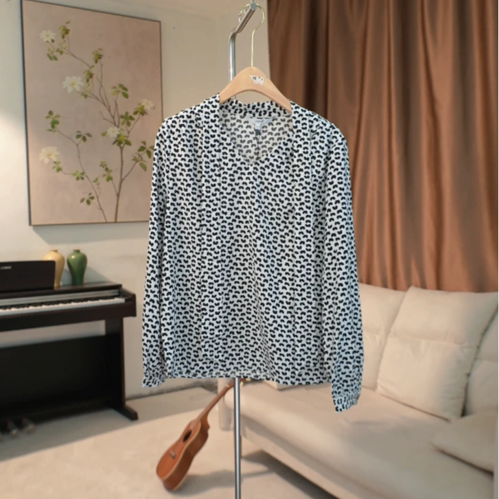 G517 飘带V领百搭套头衬衫女 509C11