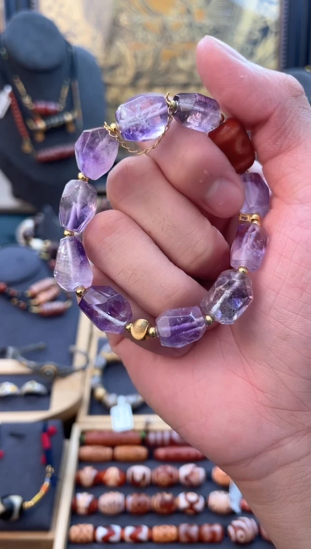 未镶嵌颈饰玛瑙/玉髓美泓红肉二眼随形超七手串