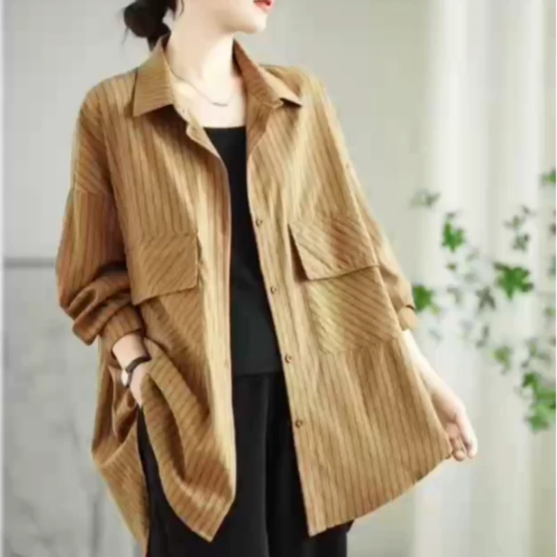 衬衫女夏装新品棉纱宽松百搭文艺女士衬衣