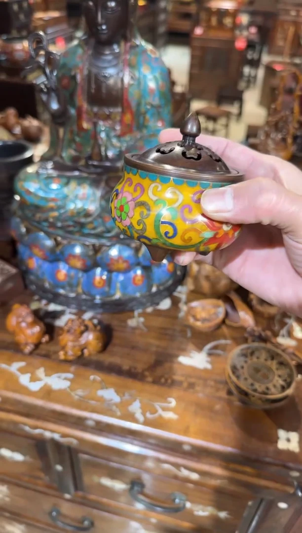 木木头款景泰蓝黄香炉298