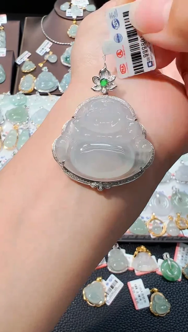 翡翠18K金镶嵌吊坠(不含链)佛公吊坠1133