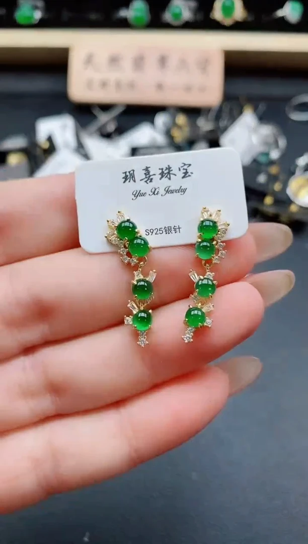 银S925镶嵌戒指翡翠1