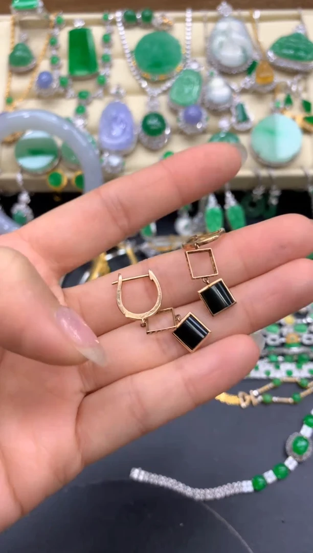 【闪购商品】翡翠耳饰18K金镶嵌155-中国好珍宝