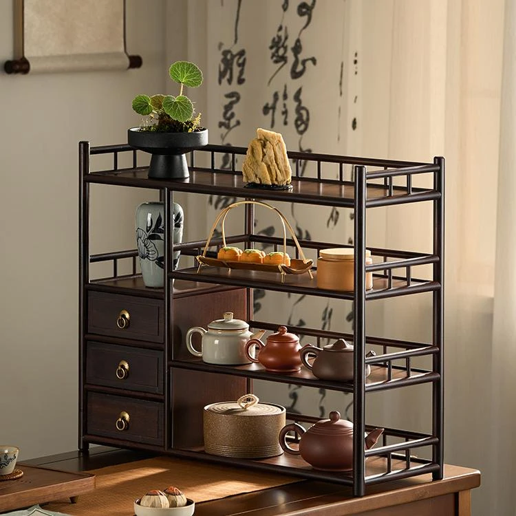 茶具架子摆放架台式桌面小博古架茶叶收纳柜台面茶杯架茶室展示架