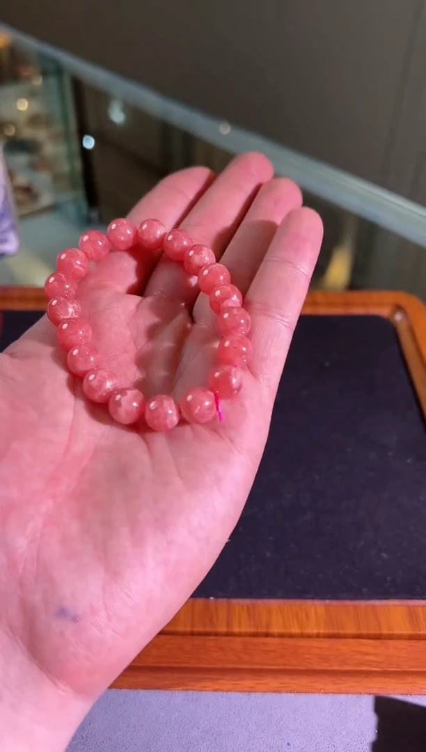 菱锰矿（红纹石）未镶嵌手串10mm+红纹石（多样性发一）
