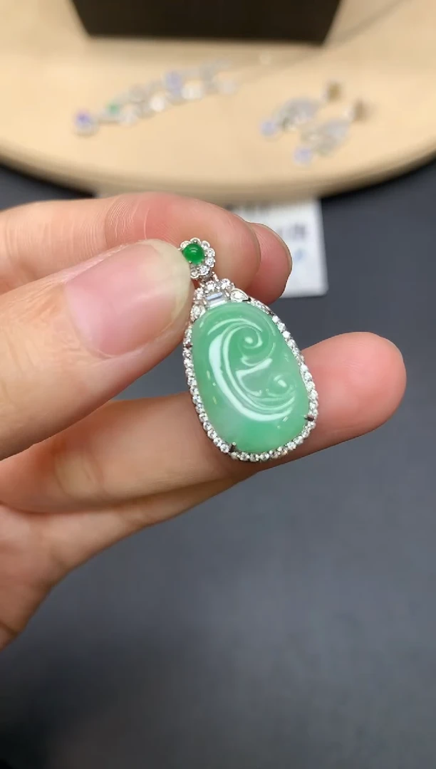 翡翠银S925镶嵌吊坠(不含链)如意【多样性发其一】