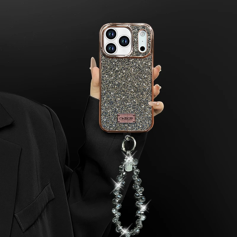 适用苹果17pro晶钻高级感iphone16max闪闪ins苹果16pro创意手机壳