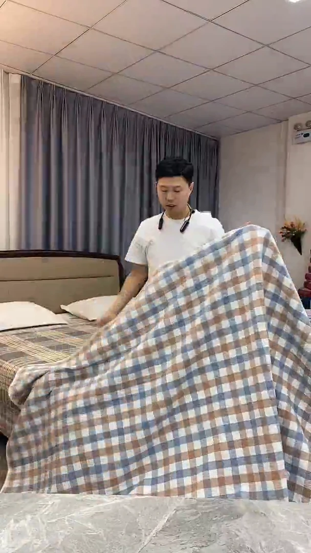 棉230cm*250cm 色织蓝咖