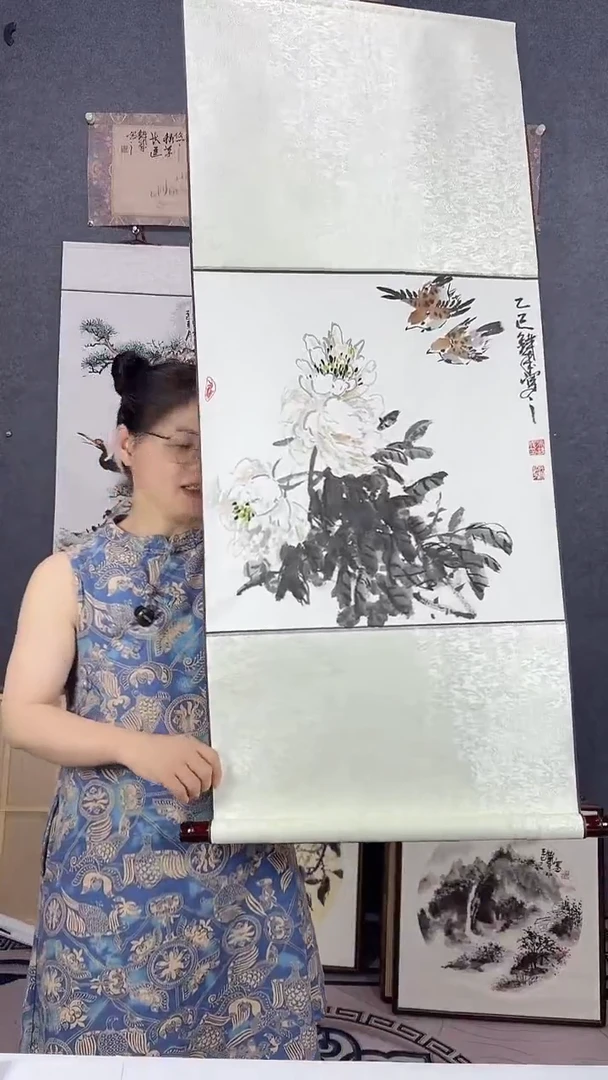 国画110*48吴铁成手绘卷轴