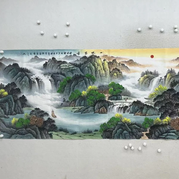 林彦新--一帆风顺--横板约100*240厘米-手绘国画-宣纸