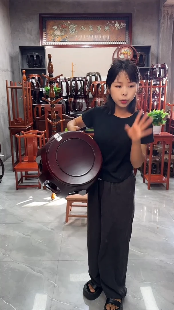 花梨木类家具【微瑕】酸枝色小号鼓凳9号