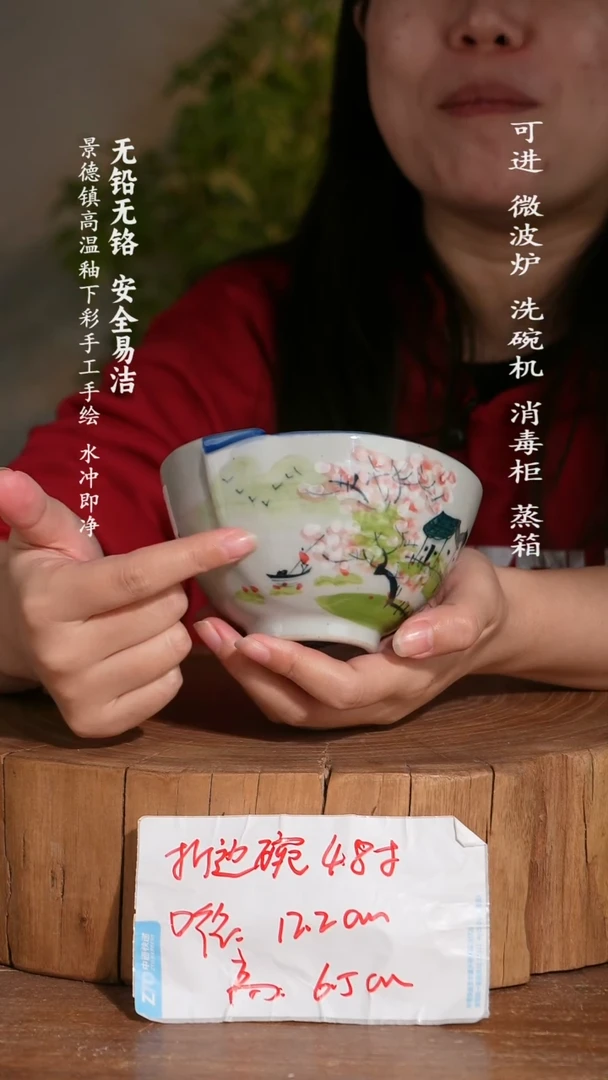 碗陶瓷景德镇高温瓷釉下彩手绘陶瓷