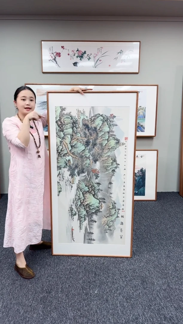 国画江山揽翠155*76手写手绘