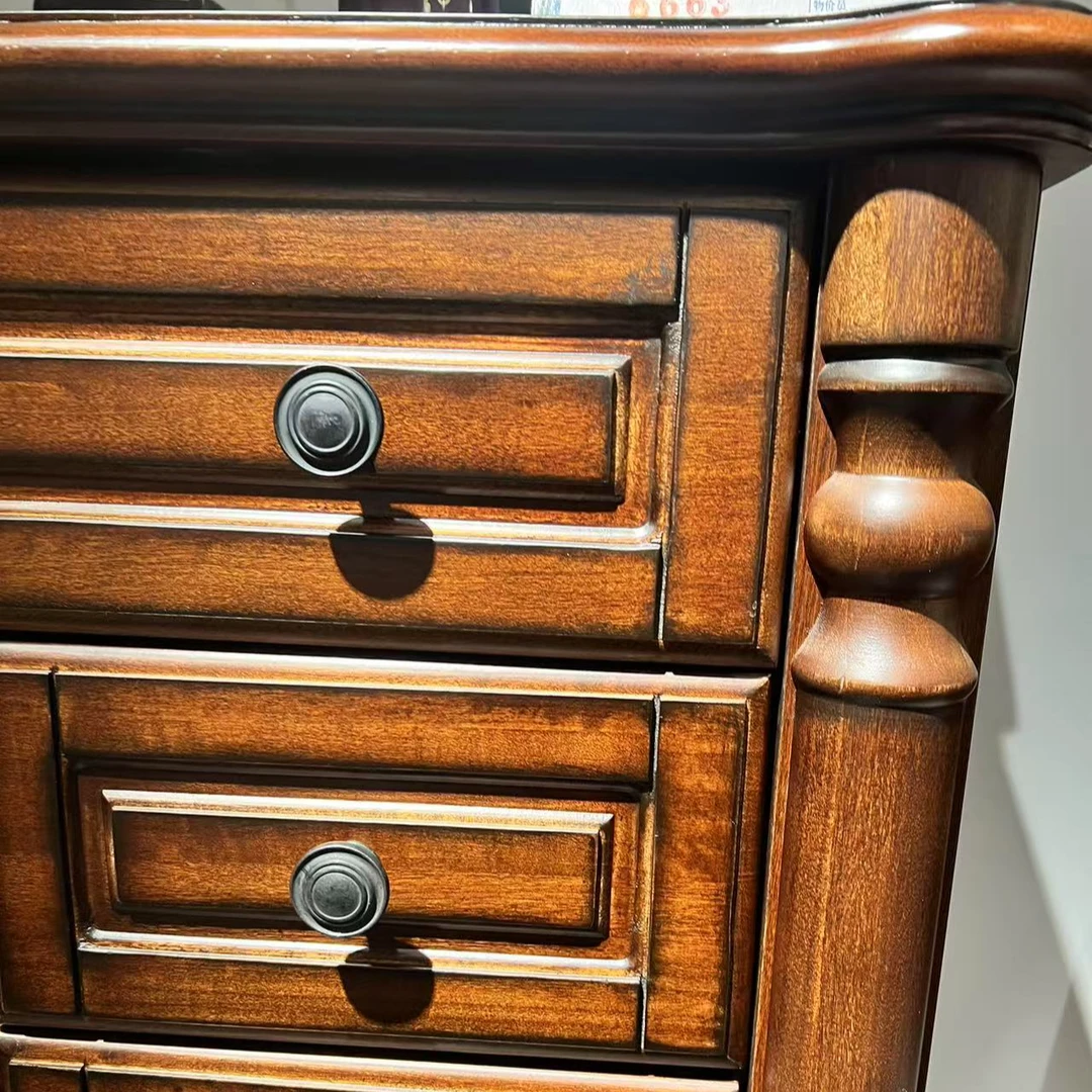 进口黄杨木全原木卧室客厅八斗柜美式复古矮柜