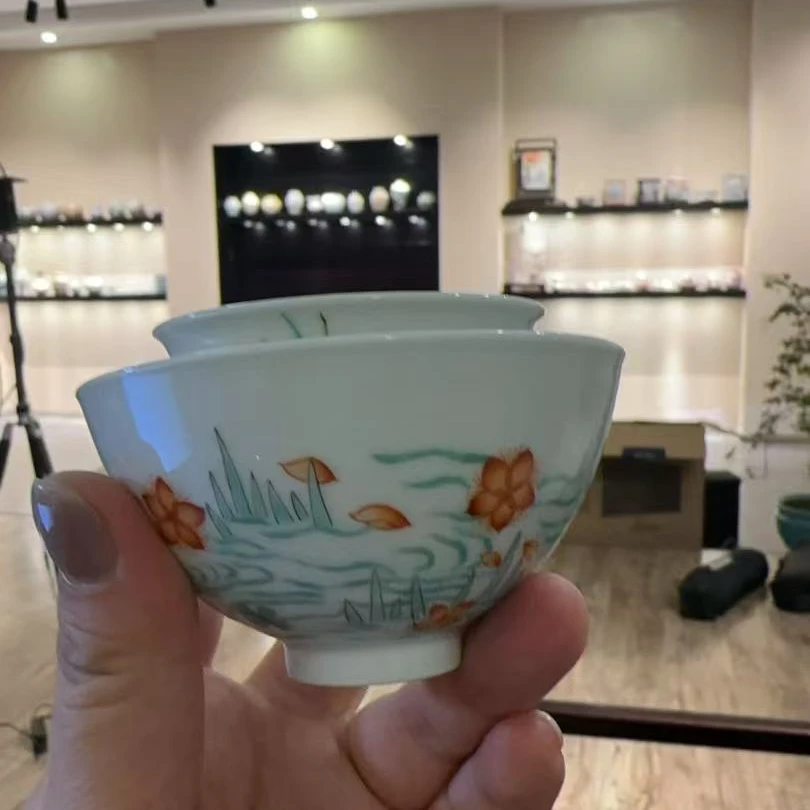 【珽珽溯源】溢珍堂 落花流水鸡心杯+灵芝杯 瓷器茶周边