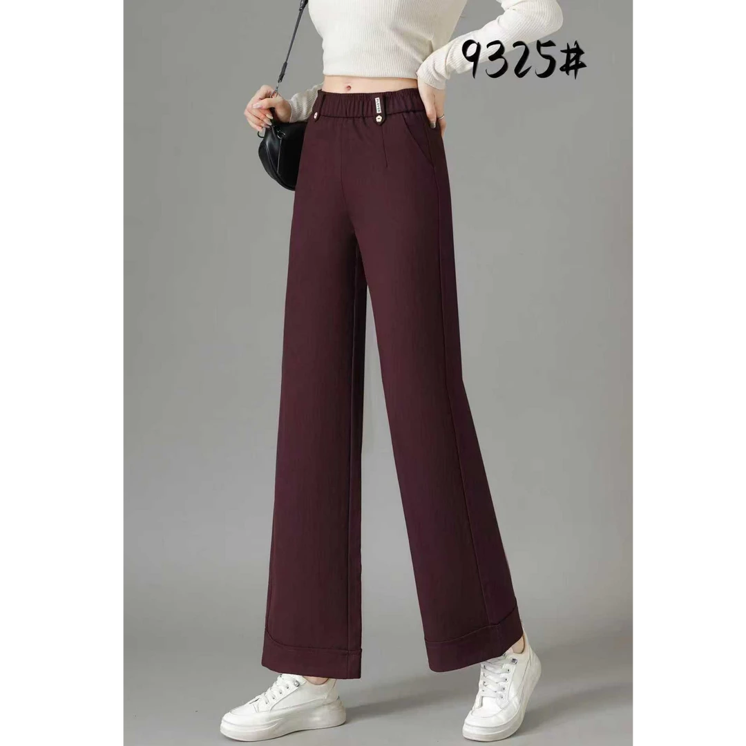 9325早秋新款显瘦女士直筒薄款百搭休闲布裤长93左右