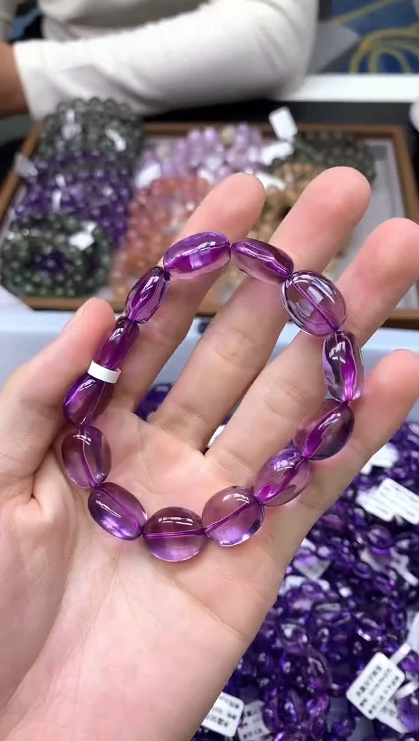 未镶嵌手串水晶33紫水晶糖豆12mm