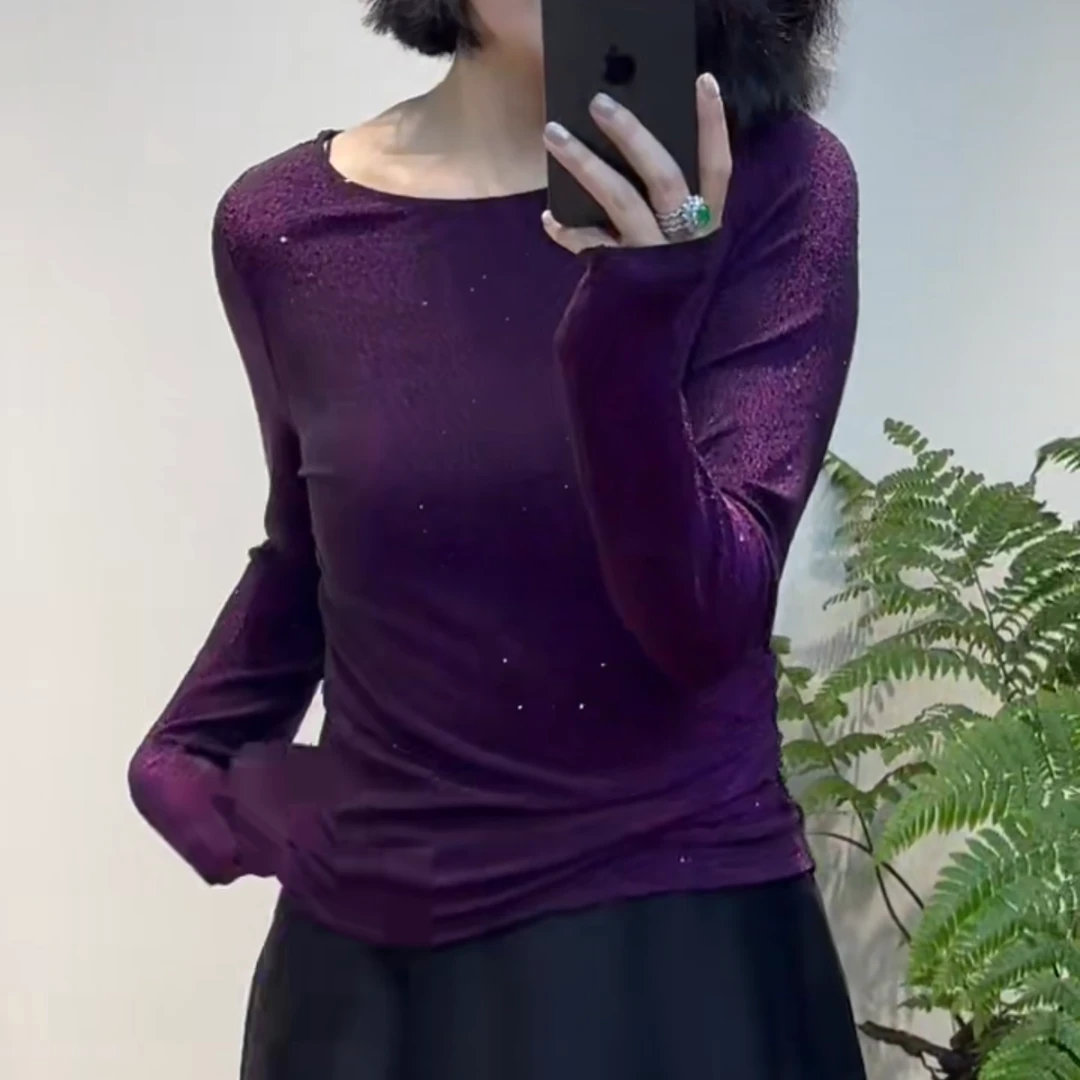 TANTAN 气质显瘦休闲秋季长袖T恤打底衫上衣3031