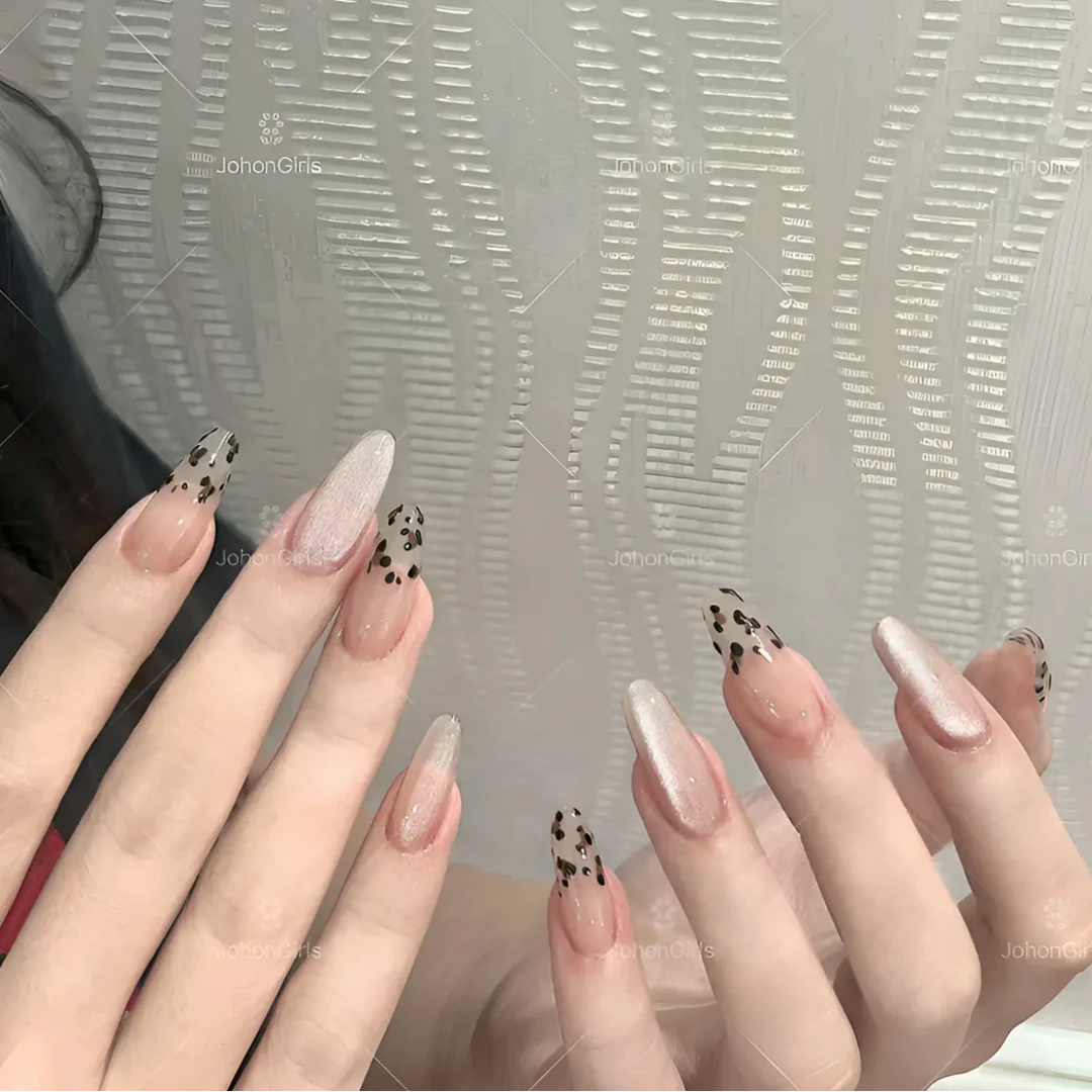 明希【豹纹猫眼】秋冬高级感猫眼豹纹新款美甲手工穿戴甲甲片纯手工