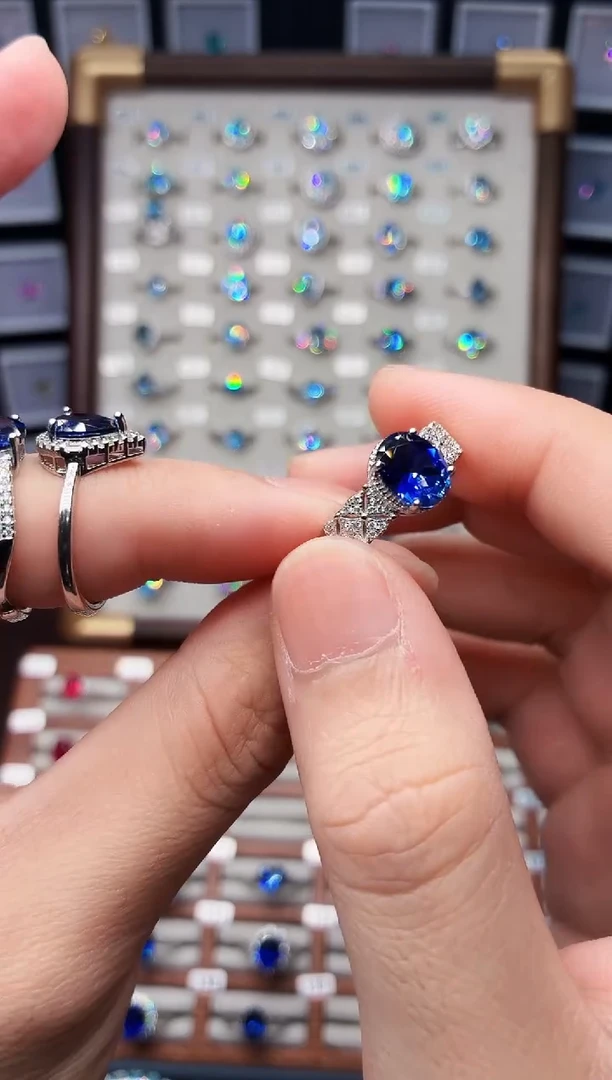 戒指蓝宝石银S925镶嵌1888