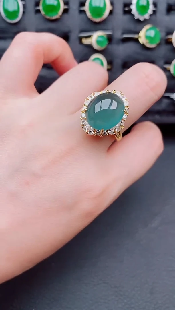 翡翠戒指银S925镶嵌天然a货翡翠423