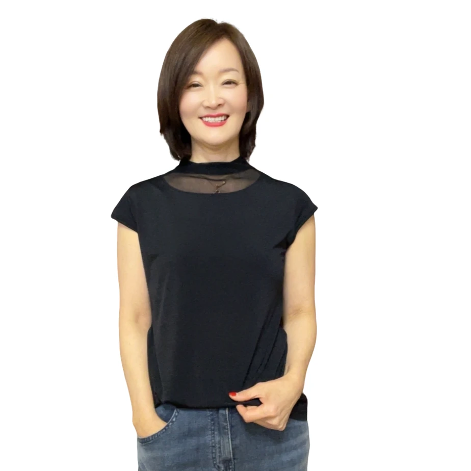 【延姐服饰2】韩国网纱半高领飞袖背心遮肉显瘦女打底背心