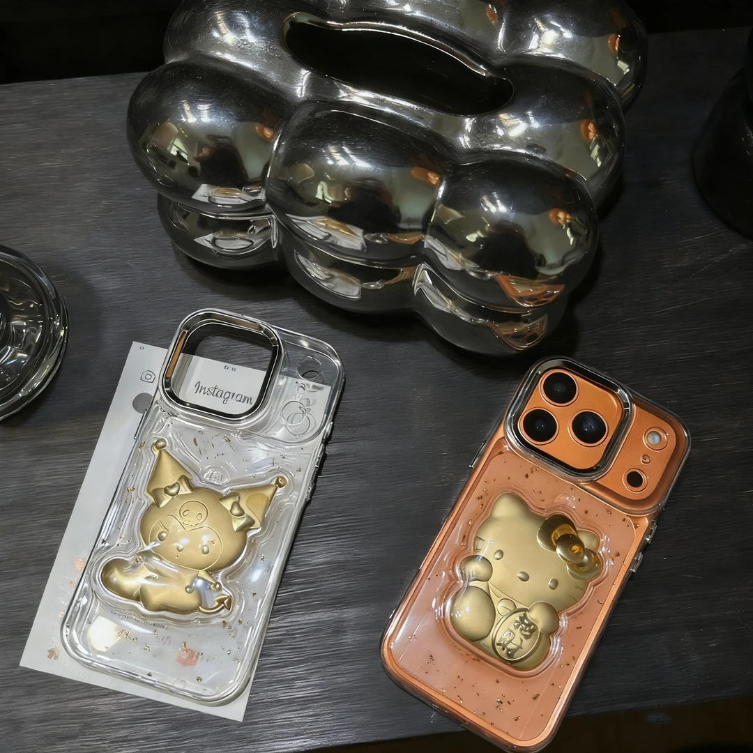 立体滴胶金箔库洛米KT猫适用iPhone17手机壳华为P70vivoppo小米17