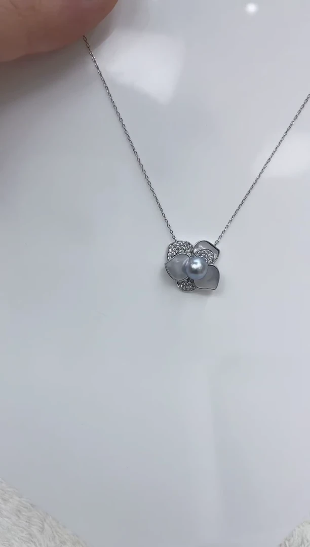 【闪购商品】海水珍珠颈饰银S925镶嵌海水珍珠项链