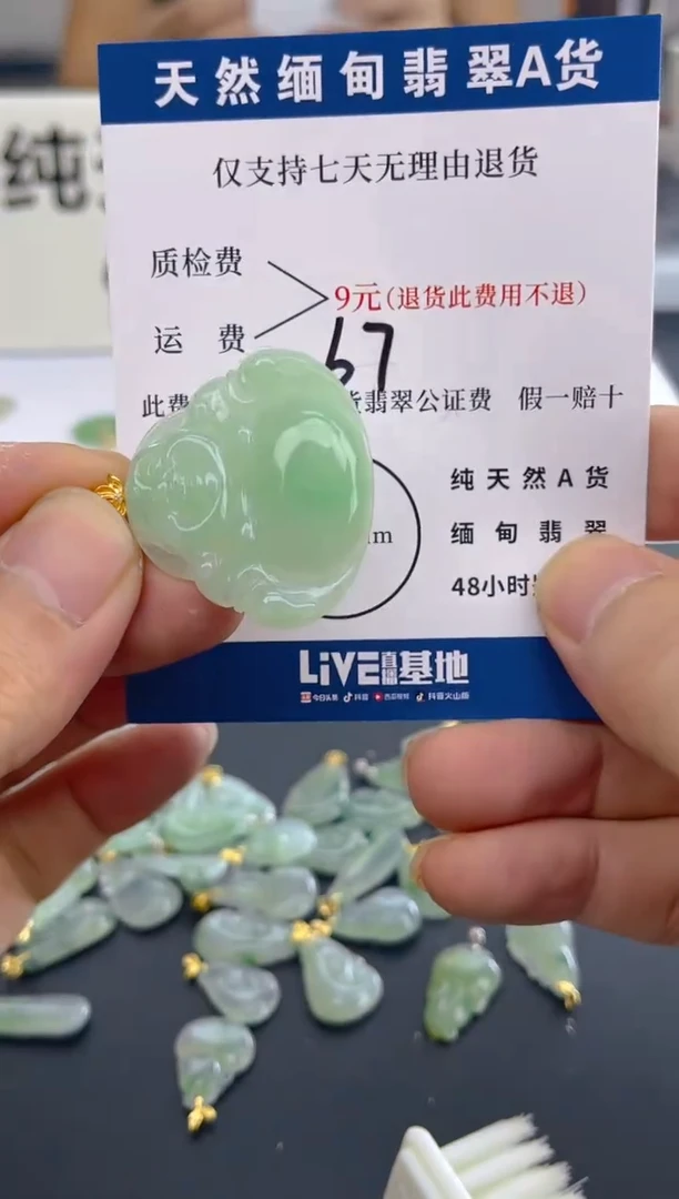 颈饰18K金镶嵌翡翠天然A货翡翠