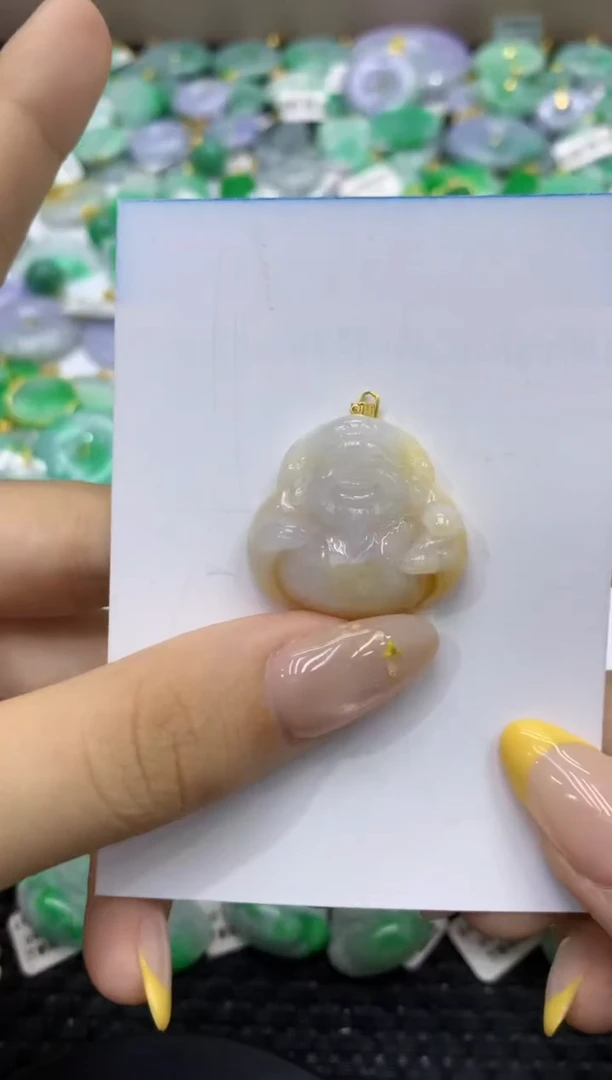 颈饰18K金镶嵌翡翠天然缅甸翡翠A货