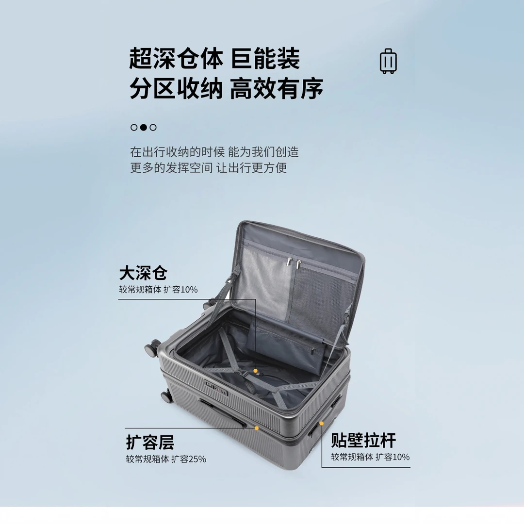 侧开19分行李箱双层防爆拉链密码箱