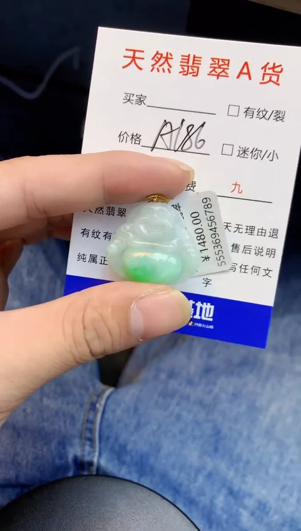 颈饰18K金镶嵌翡翠天然缅甸a货翡翠百元以上9元证书费自理