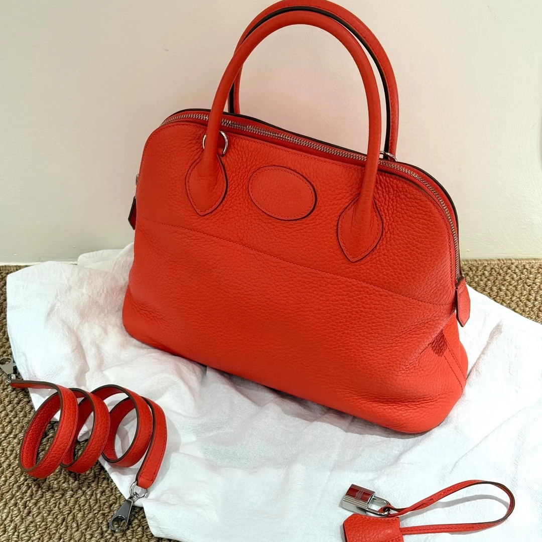 99新 Hermes/爱马仕 爱马仕保龄球35斋普尔粉O单肩包