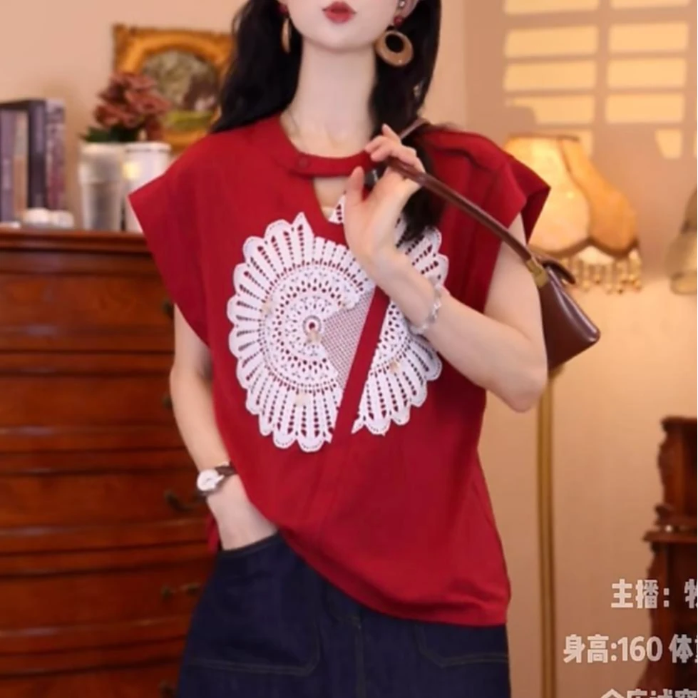 港味复古百搭小衫时尚气质短袖夏季上衣