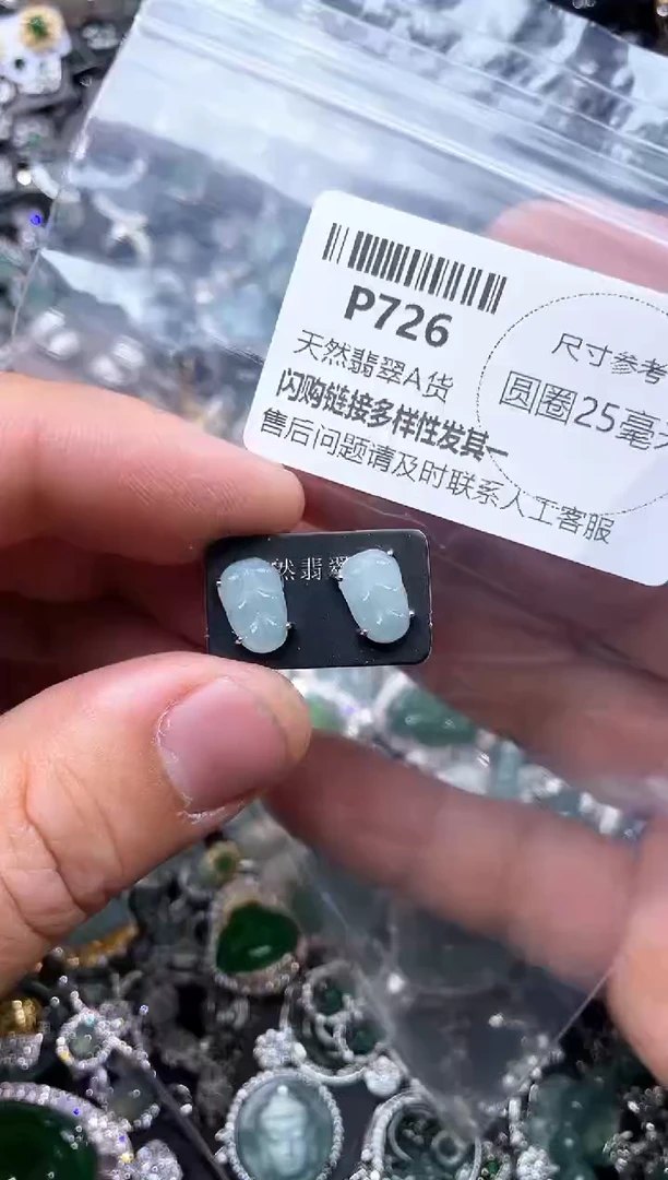 【闪购商品】翡翠颈饰未镶嵌P726耳钉