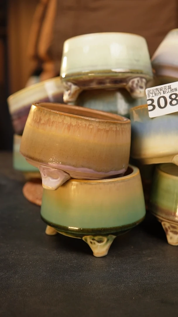 【闪购商品】瓷片308泥泥手工花盆