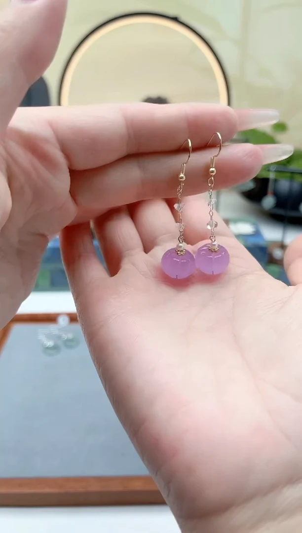 未镶嵌耳饰玛瑙/玉髓00紫色南瓜