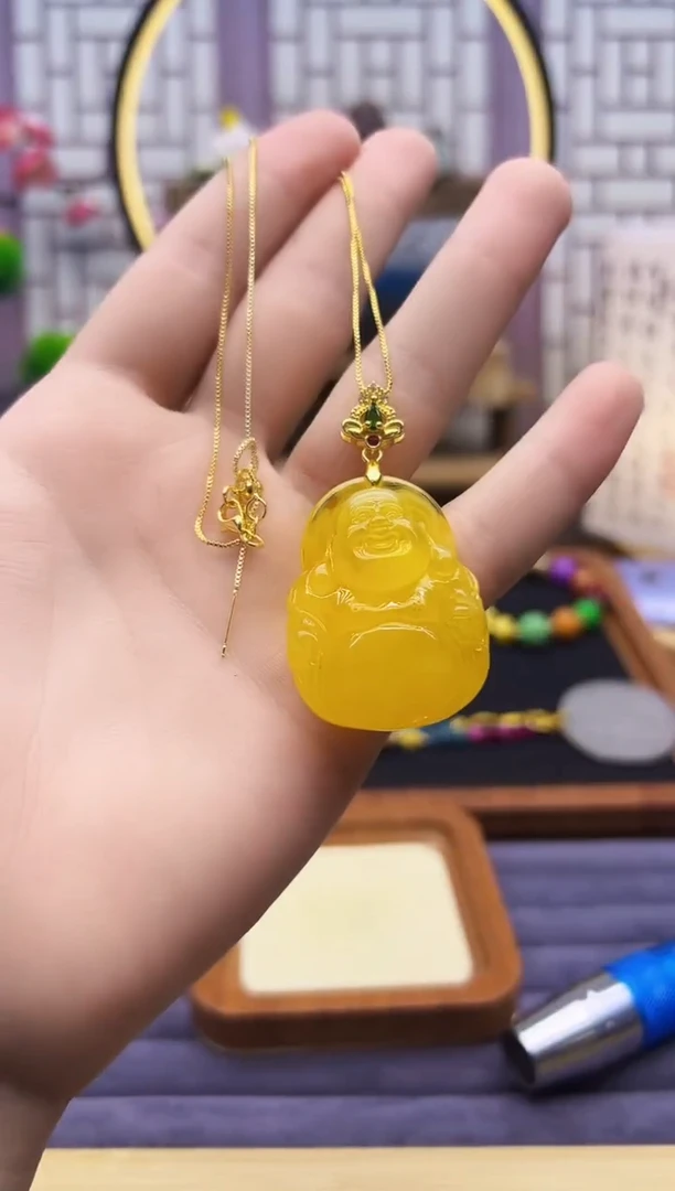 14K金镶嵌吊坠(赠链)蜜蜡D129