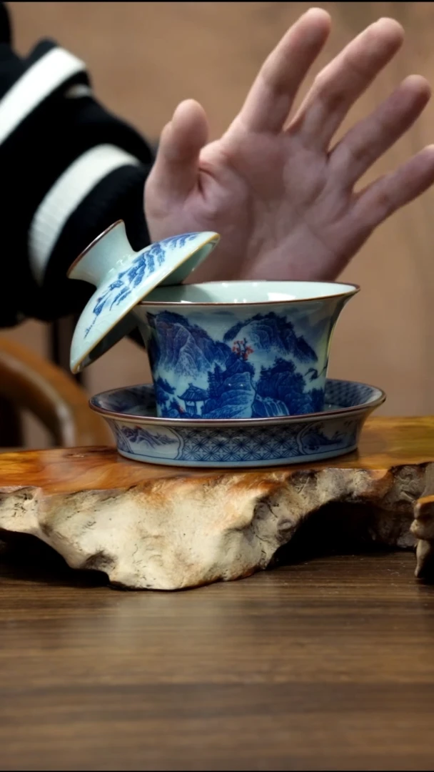 景德镇陶瓷风水马蹄盖碗