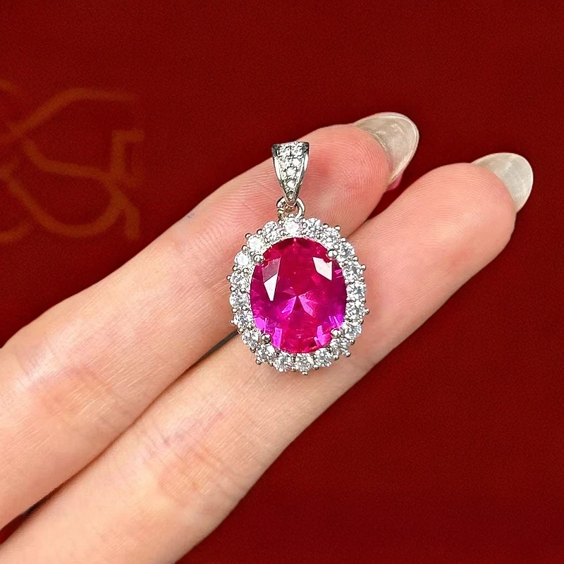 阿鲁沙-高贵典雅粉蓝宝-精工合金培育吊坠配链405