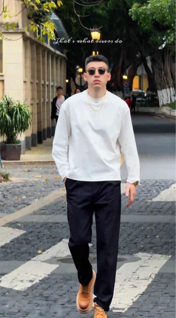 2025新款含棉亲肤百搭休闲时尚简约长袖t恤内搭男