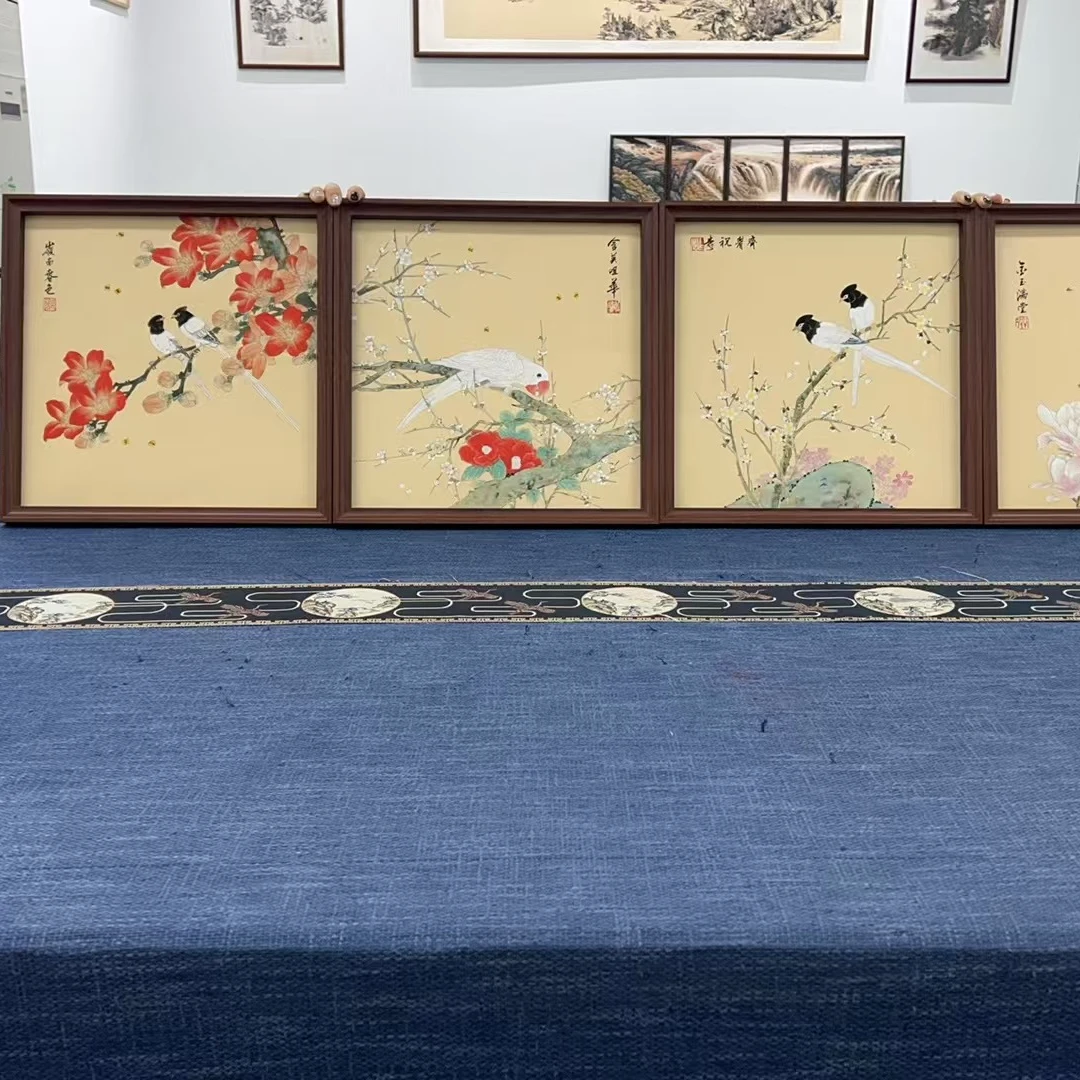 36*36斗方/-花鸟四屏/周作光（带框）