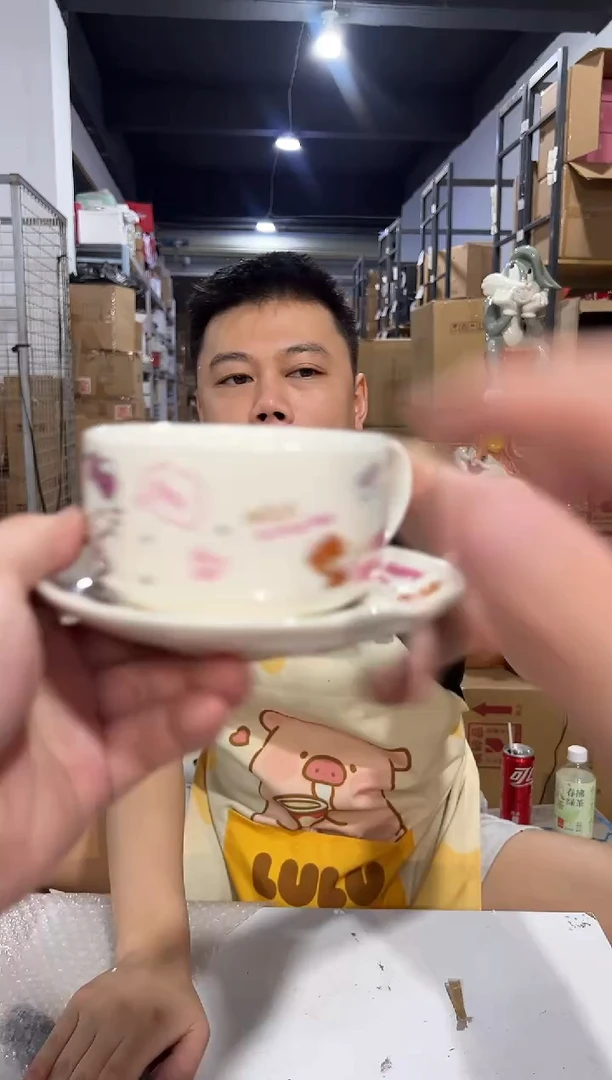 瓷片白色kt猫一杯一碟