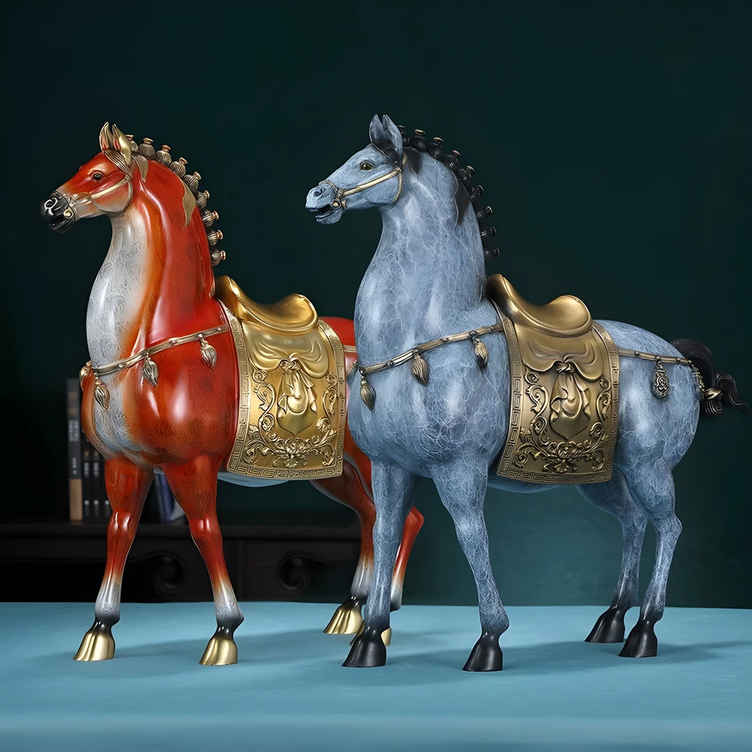 全黄铜盛世唐马高档黄铜大号骏马雕刻摆件乔迁祝寿开业商务送礼