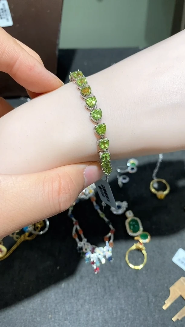 银S925镶嵌手链橄榄石手链