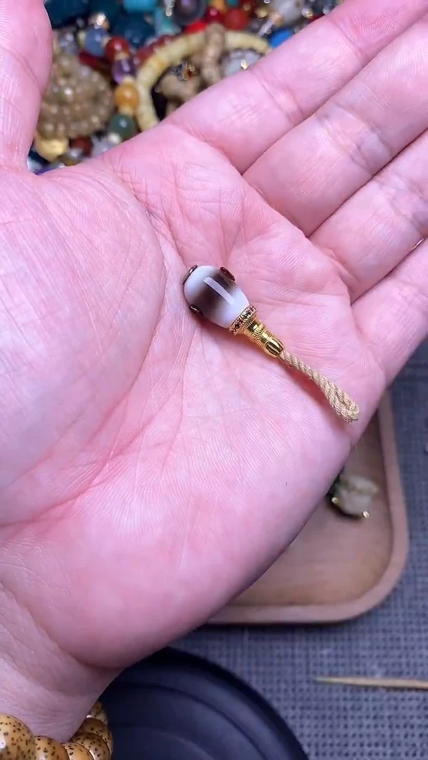 合金配饰玛瑙/玉髓一线小灯泡分体三通 单个发