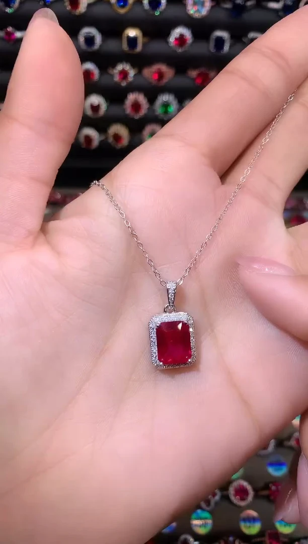 【闪购商品】红宝石吊坠(赠链)银S925镶嵌1