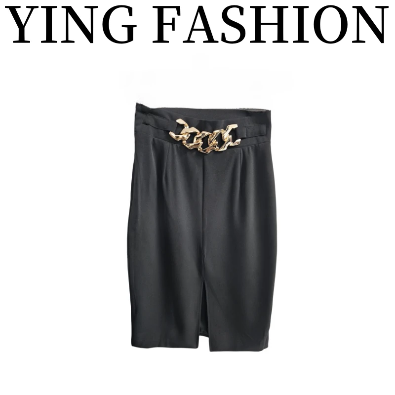【YING FASHION】莹老板-时尚气质百搭链条半裙 8020184